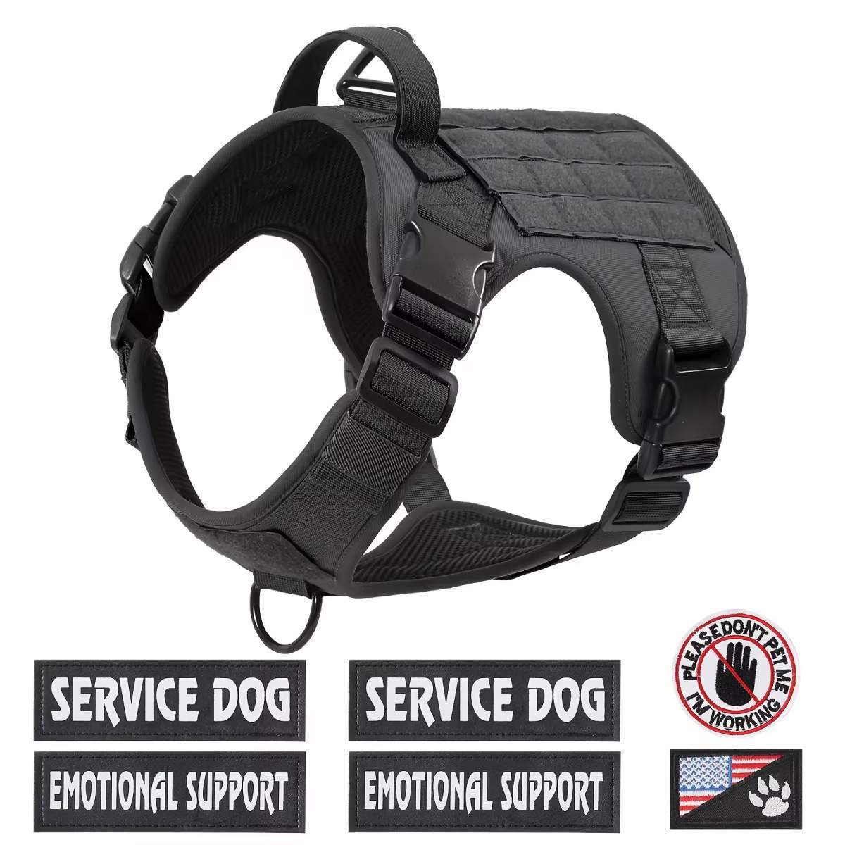 Tactical Pet Chest Service Dog Harness Vest Adjustable Reflective Dog Harness Metal Buckle Hiking Training - Image 7