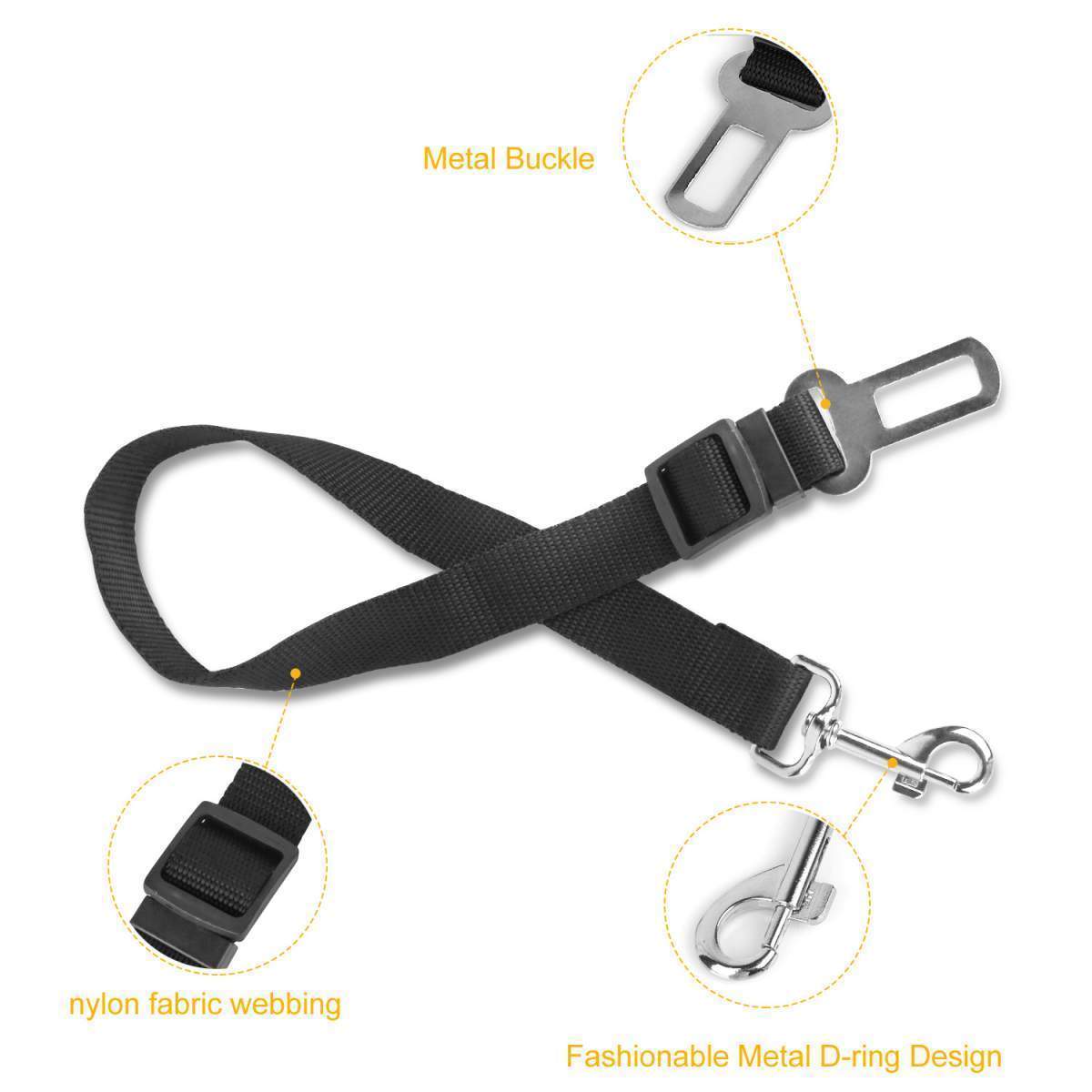 2Pcs Pet Dog Seat Belt Leash Adjustable Pet Dog Cat Safety Leads Harness Car Vehicle Nylon Fabric Seatbelt Strap - Image 2