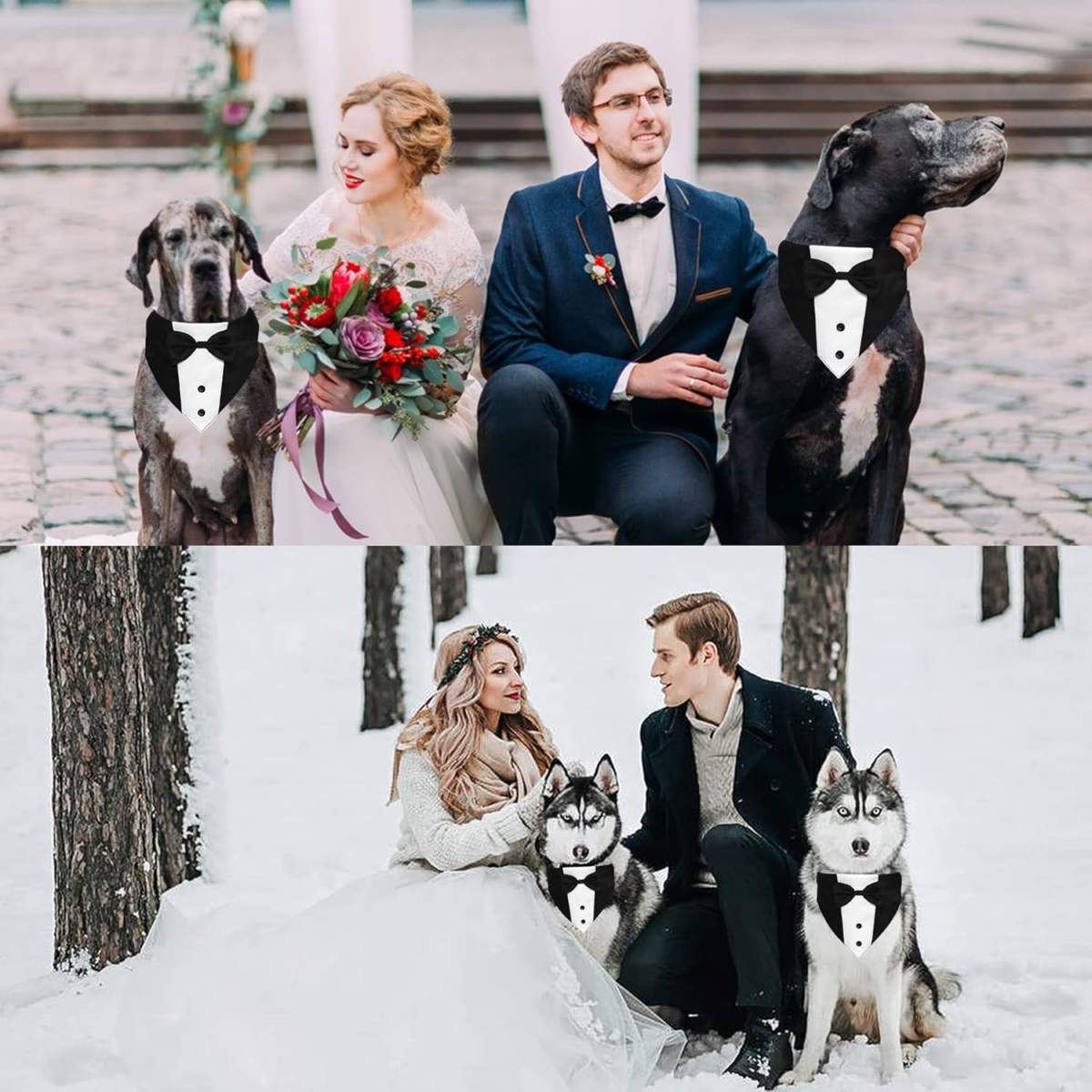 Dog Tuxedo Suit Wedding Bandana Collar With Bow Tie, Adjustable Formal Dog Tux, Engagement Birthday Tuxedo For Small Medium Large Dogs Pets - Image 4