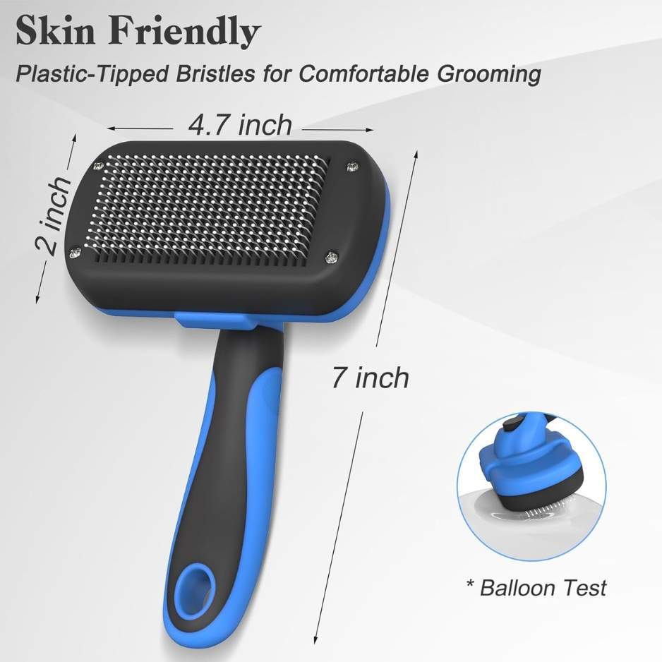 Self Cleaning Slicker Brush Skin Friendly Deshedding Grooming Tool For Dogs Cats Suitable For Shedding Haired Pets With Pet Supplies Accessories Blue - Image 2