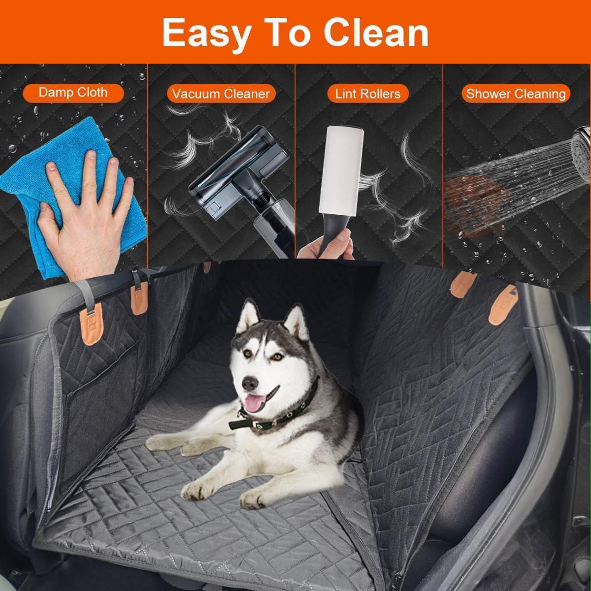 1Pc Dog Car Seat Cover For Back Seat Waterproof Oxford Cloth Seat Cover Hammock Non-Slip Scratchproof Back Seat Extender With Side Flap Mesh Window Storage Bag For Car SUV Truck - Image 5