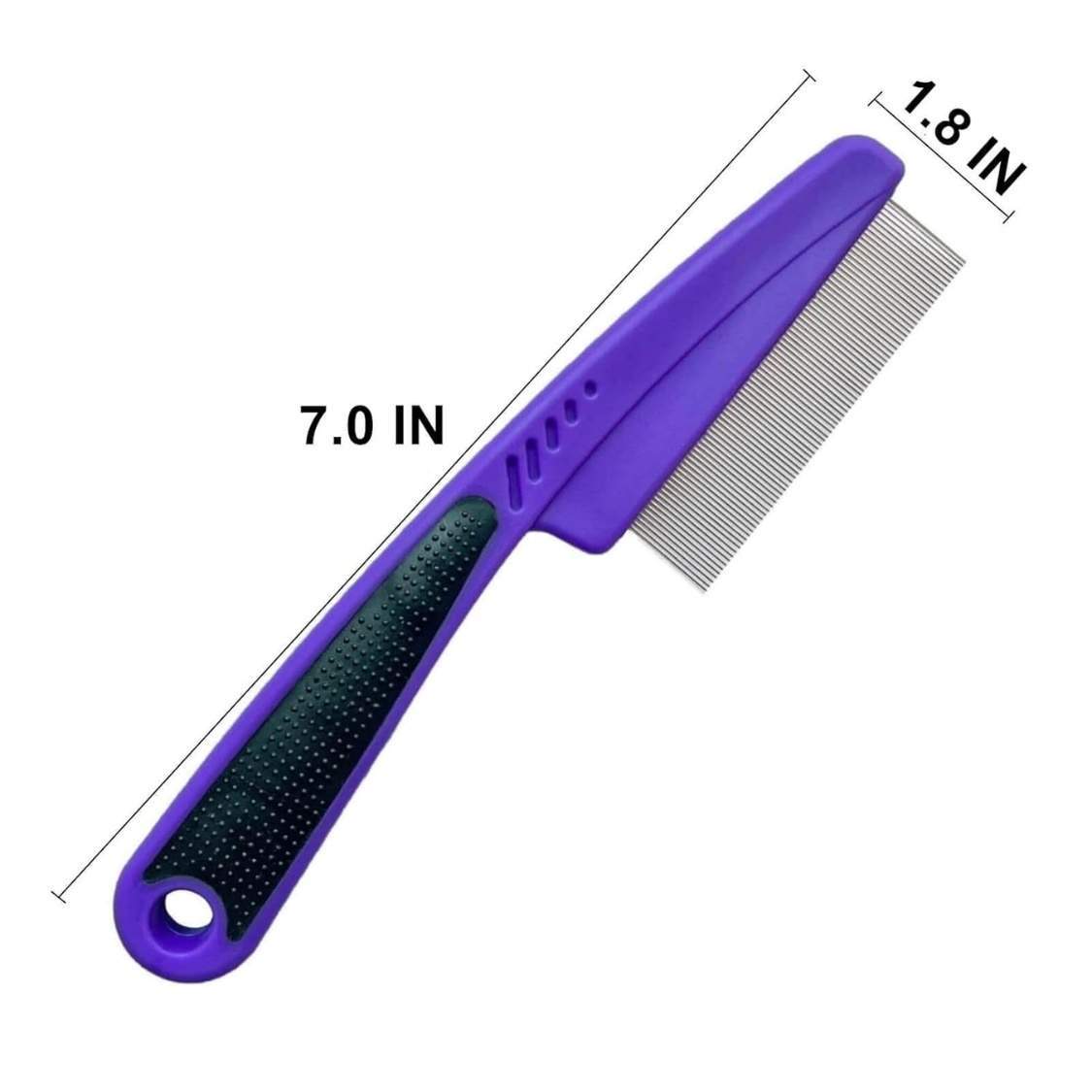 Comb With Rubber Handle, Flea And Tick Combs For Dogs Cats, Fine Tooth Dog Comb For Grooming - Image 3