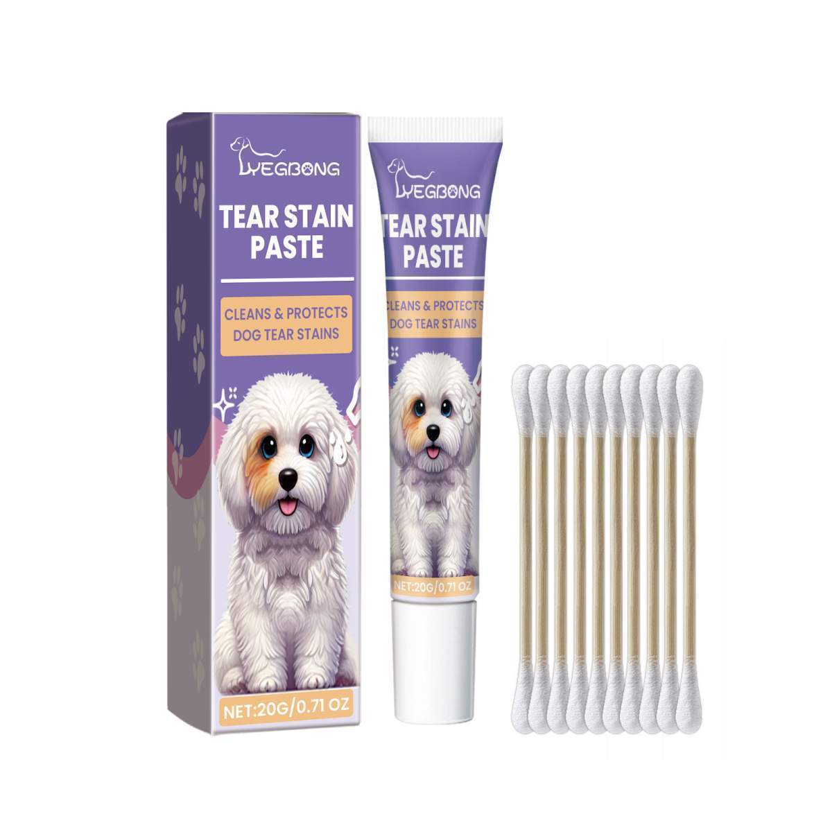 Dog Tear Stain Paste, Gentle Tear Stain Remover For Dogs With Honeysuckle, Sophora Flavescens & Coconut Oil, Soothing Eye Brightening Cream For All Dog Skin Types, 20g