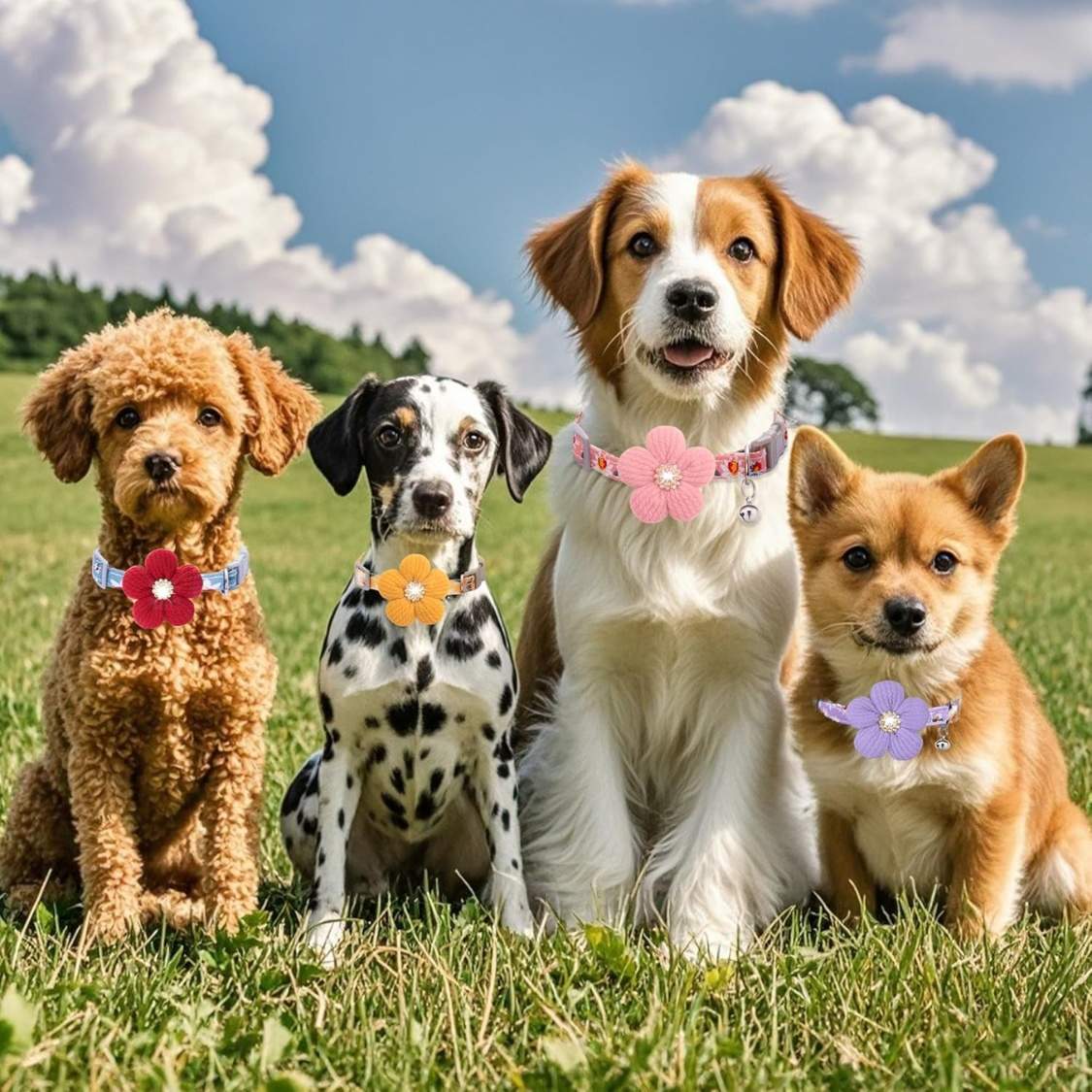 Small Dog Collar With Flower, Spring Dog Collar For Girl Dog Collars For Small Dogs Cute Dog Collar With Bell, Adjustable Length - Image 2
