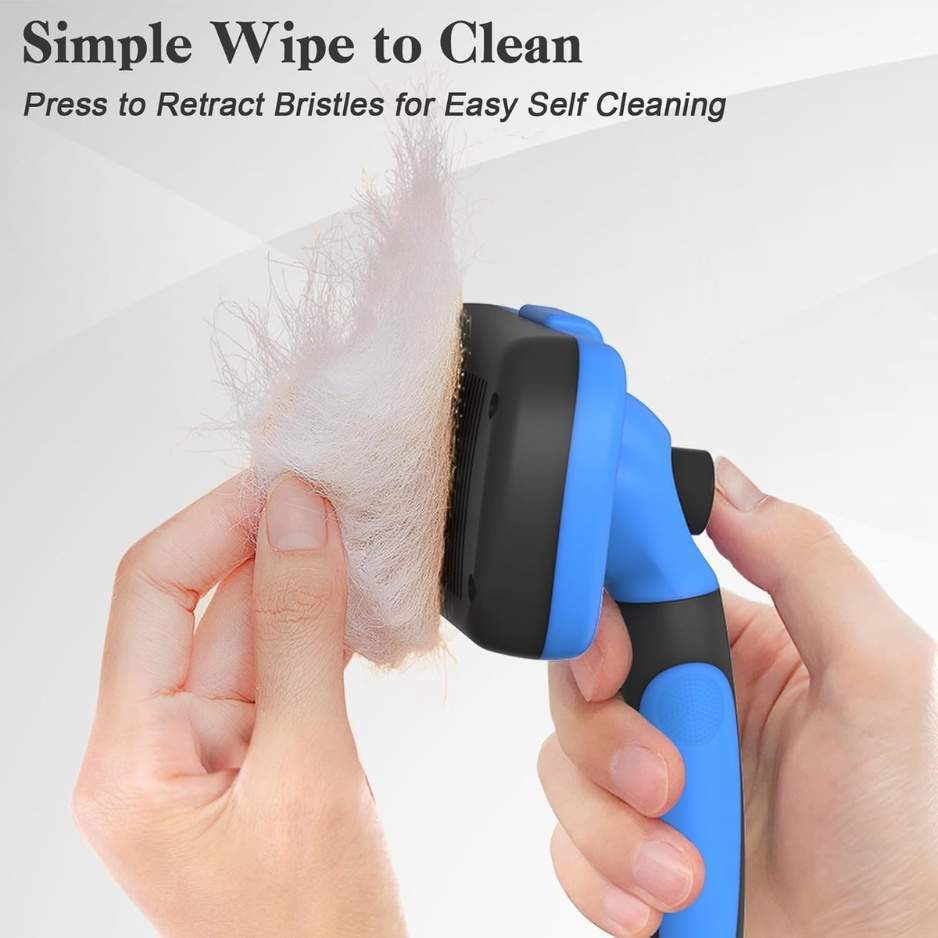 Self Cleaning Slicker Brush Skin Friendly Deshedding Grooming Tool For Dogs Cats Suitable For Shedding Haired Pets With Pet Supplies Accessories Blue - Image 4
