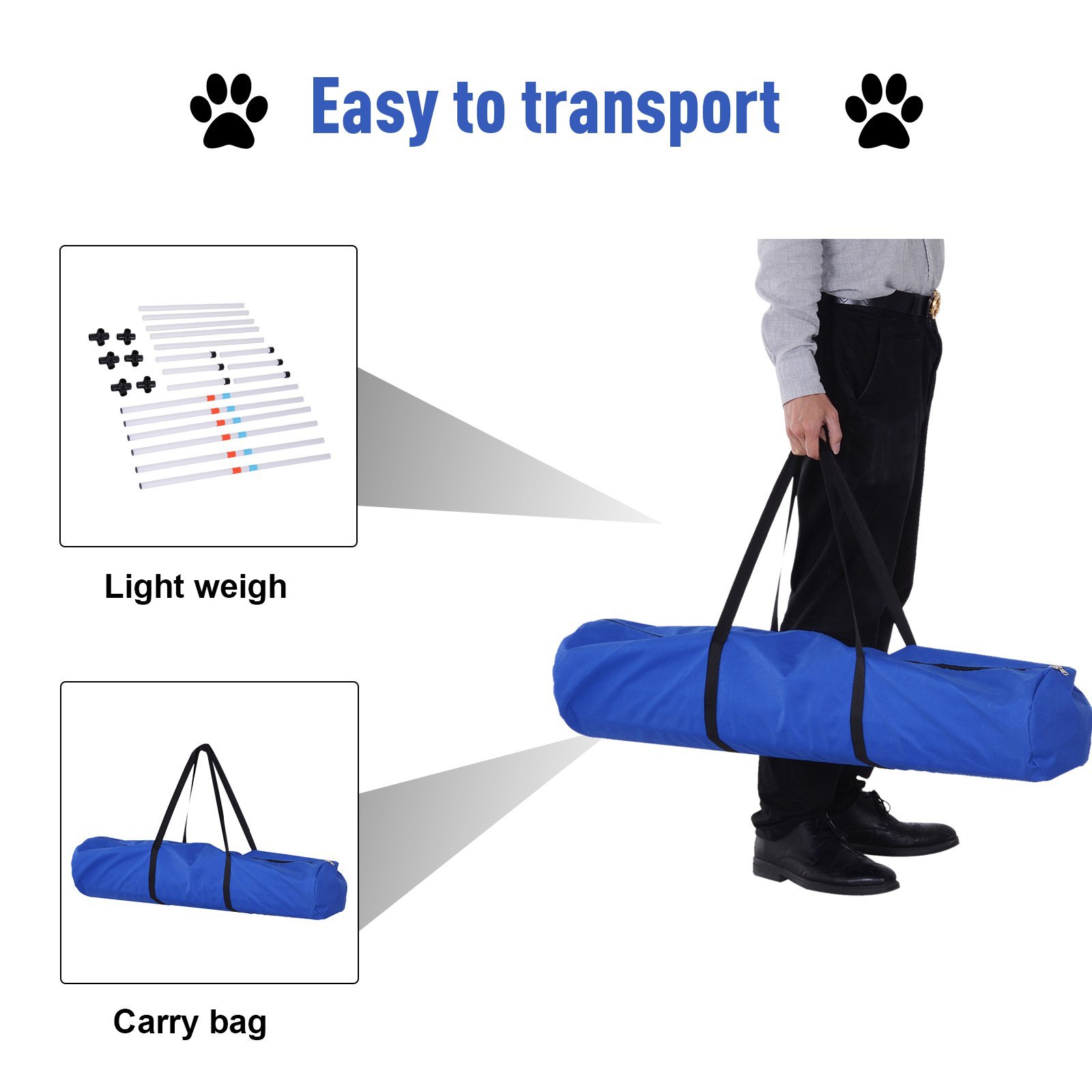 Sturdy Dog Weaves Poles Pet Speed and Agility Equipment Dogs Obstacle Outdoor w/ Storage Bag - Image 3