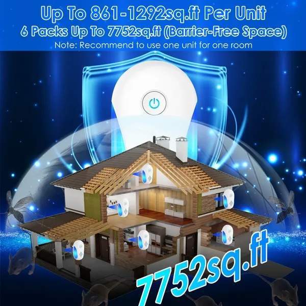 6 Pack Ultrasonic Pest Repeller, Operation Pest Wide Coverage Dual-Frequency Pest Control For Home Apartment Hotel Office Kitchen - Image 3