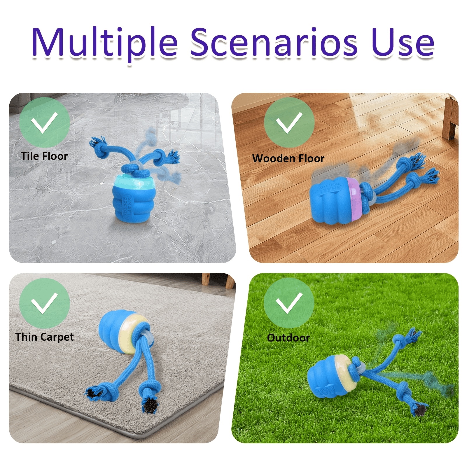 2026 Upgraded Smart Interactive Dog Toy Ball Boosts Intelligence Fitness For Small Medium Large Dogs Fits Indoor Hardwood Floors Outdoor Carpet Randomly Comes With 1 Spare Chew Rope - Image 5