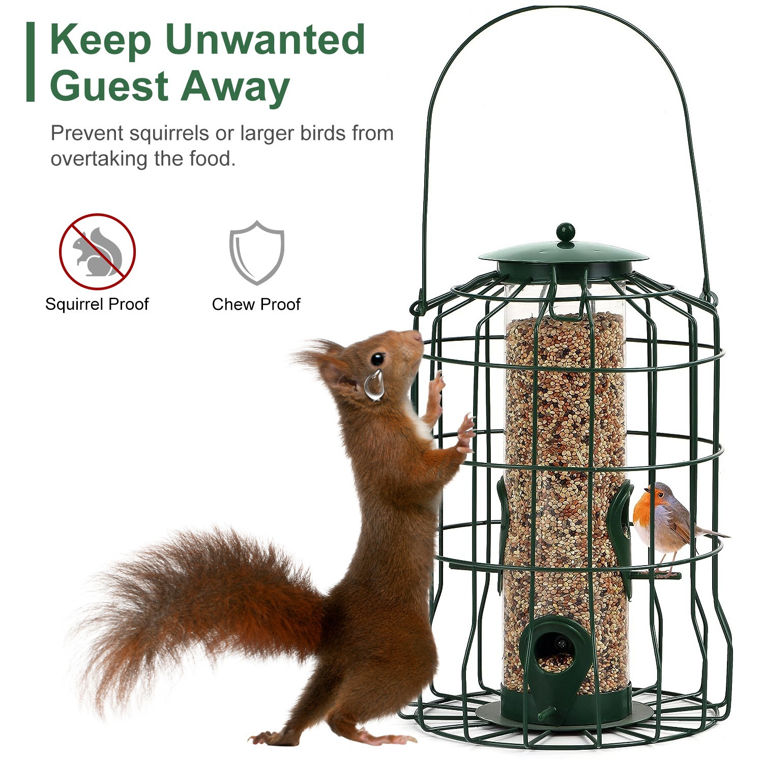 1Pc Outdoor Wild Bird Feeder Squirrel-Proof Chew-Proof Metal Hanging Seed Feeder With 4 Feeding Port For Small Songbirds - Image 6