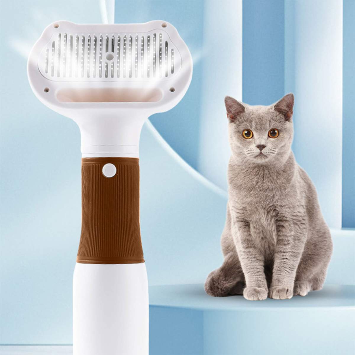 Pet Hair Dryer With Slicker Brush Low Noise 600W 3 Temperature Adjustable 3 In 1 Grooming Dog Blow Dryer For Cats Coffee - Image 2
