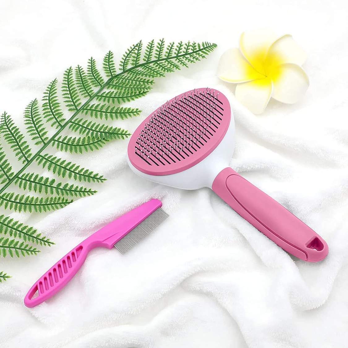 Cat Brushes For Indoor Cats, Dog Brush For Shedding With Metal Cat Comb, Self Cleaning Pet Hair Brush With Release Button For Grooming Kitten - Image 3
