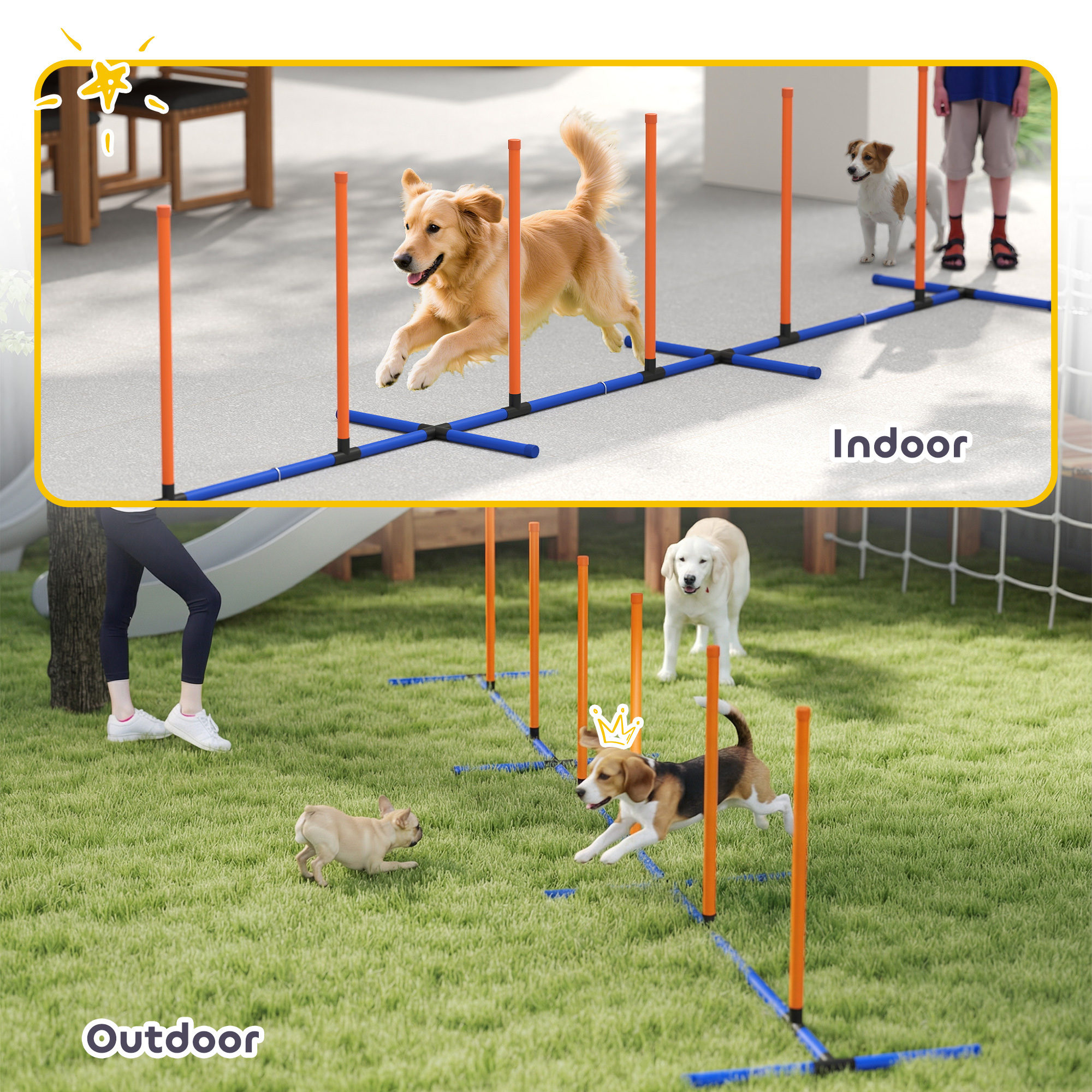 Dog Agility Training Equipment Adjustable Poles for Dog Agility Course with Carry Bag - Image 4