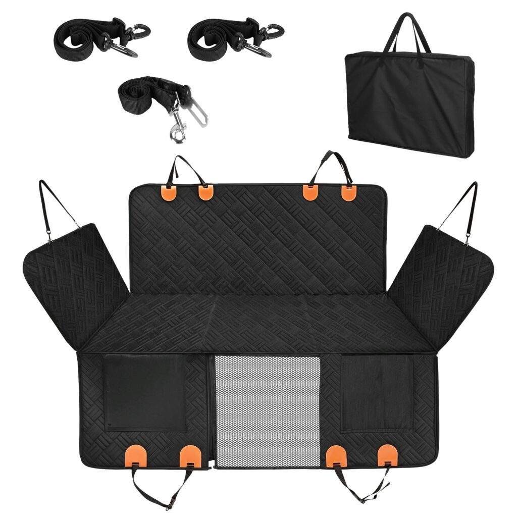 1Pc Dog Car Seat Cover For Back Seat Waterproof Oxford Cloth Seat Cover Hammock Non-Slip Scratchproof Back Seat Extender With Side Flap Mesh Window Storage Bag For Car SUV Truck