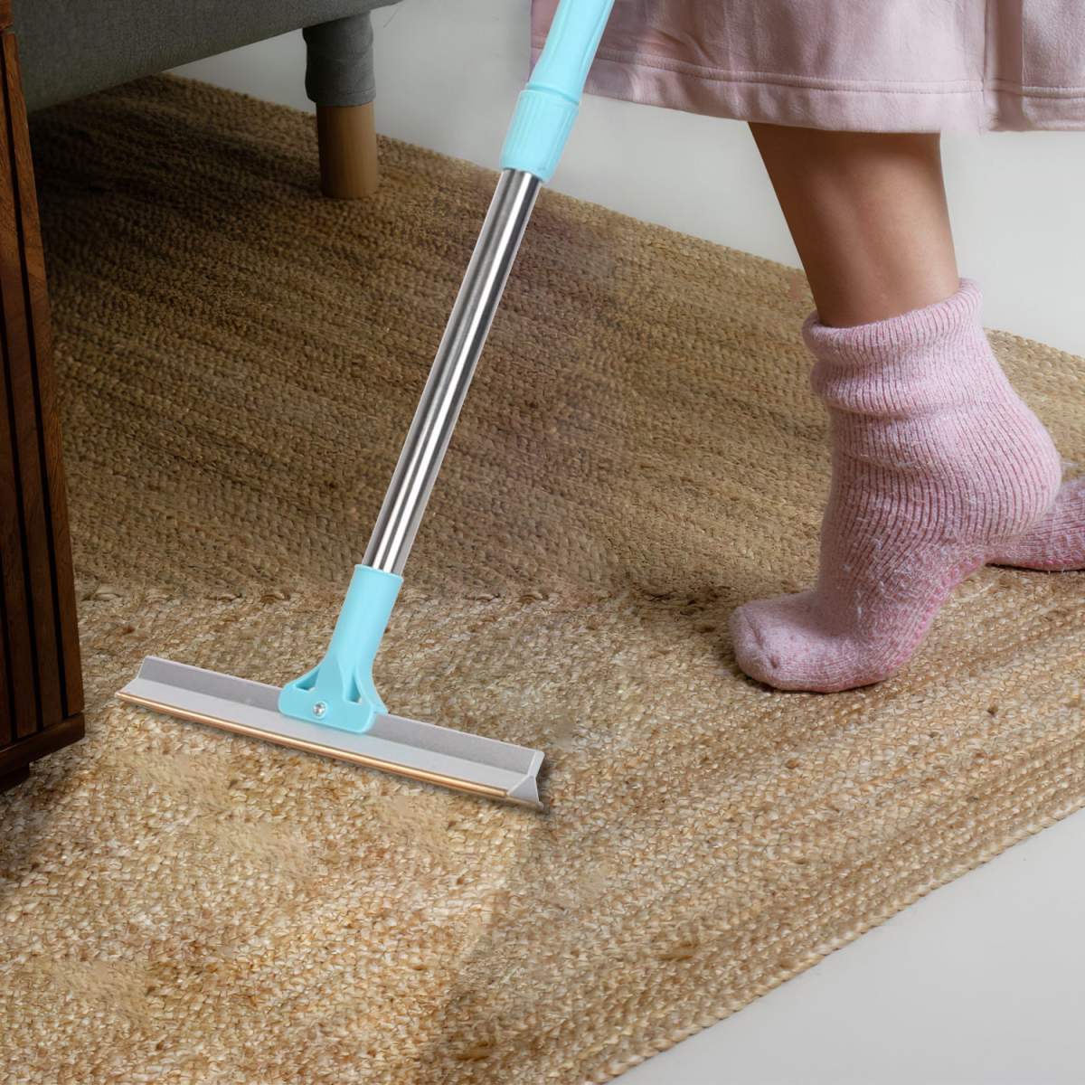 1Pc Pet Hair Removal Rake With 54.33in Adjustable Telescopic Rod Multi-Fabric Dog Cat Hair Scraper Lint Shaver For Carpet Rug Clothes Couch - Image 10