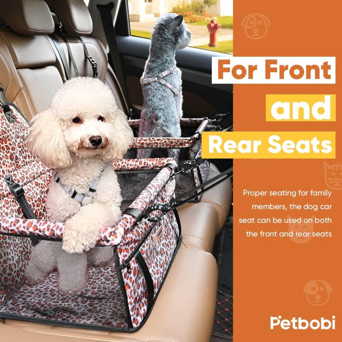 Small Dog Car Seat, Dog Car Booster Seat For Small Medium Dogs Foldable Front Seat Safety With Sturdy PVC Tube Frame, Breathable Mesh - Image 6