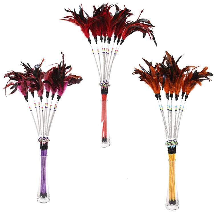 Spring bells, color beads, cat stick, feather cat stick, cat supplies, cat toys - Image 5