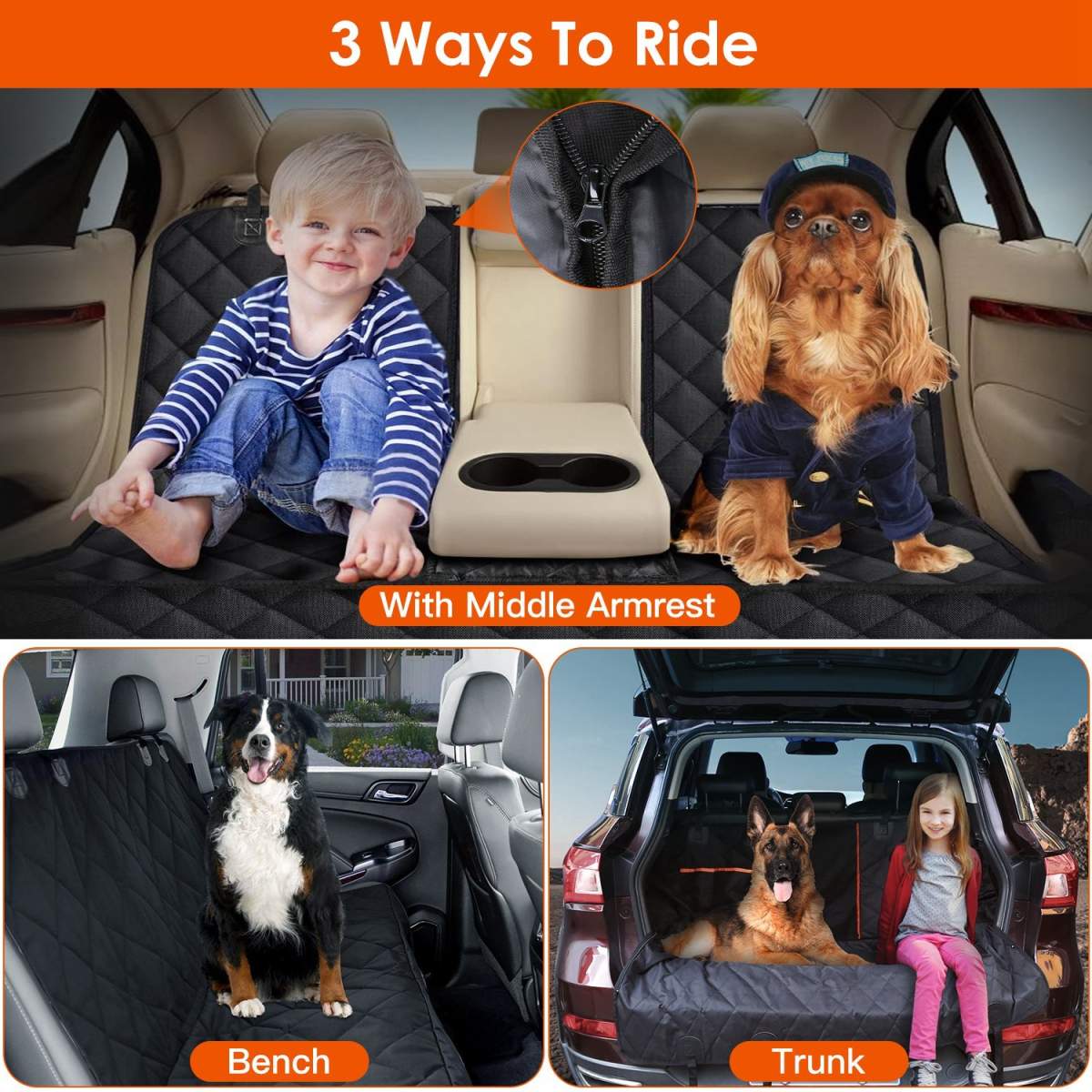 1Pc Dog Car Seat Cover Waterproof Scratchproof Pet Car Rear Protector Mat Pet Back Seat Cover With Dog Seat Belt For Car Truck SUV - Image 3