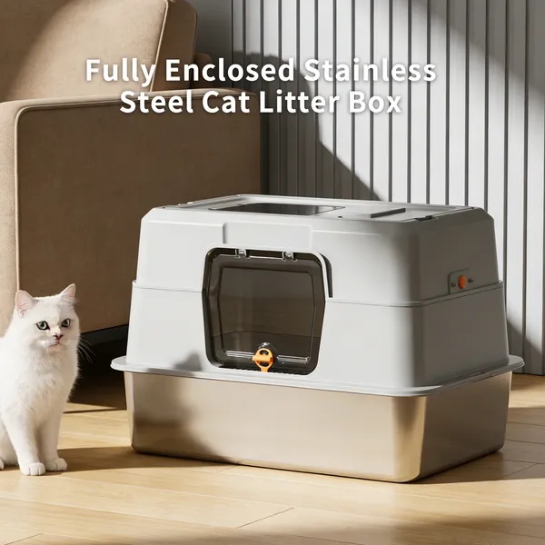 2025 Must-Buy Fully Enclosed Stainless Steel Cat Litter Box, Odor-Proof, Anti-Splash, Spacious For Large Cats - Image 6