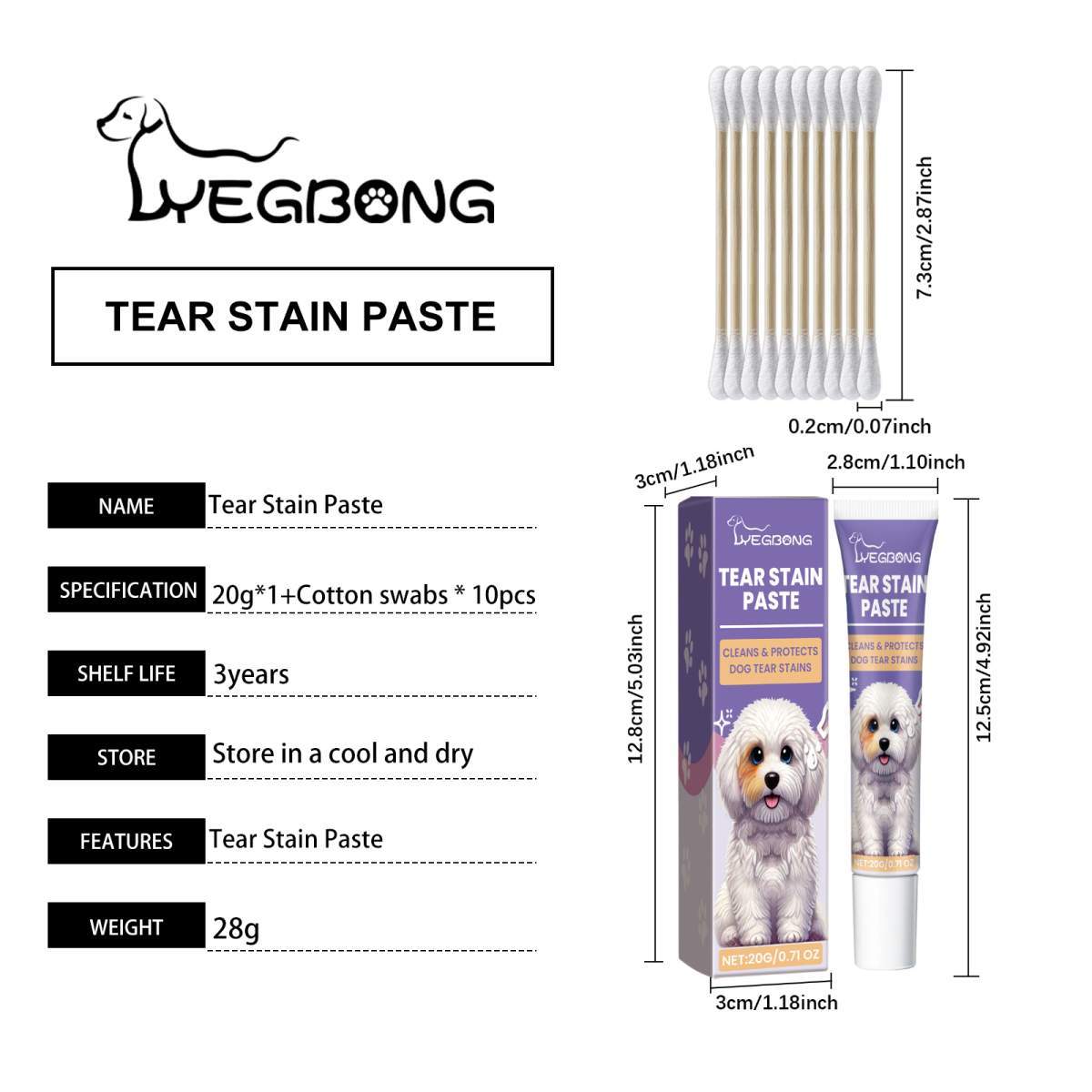 Dog Tear Stain Paste, Gentle Tear Stain Remover For Dogs With Honeysuckle, Sophora Flavescens & Coconut Oil, Soothing Eye Brightening Cream For All Dog Skin Types, 20g - Image 8