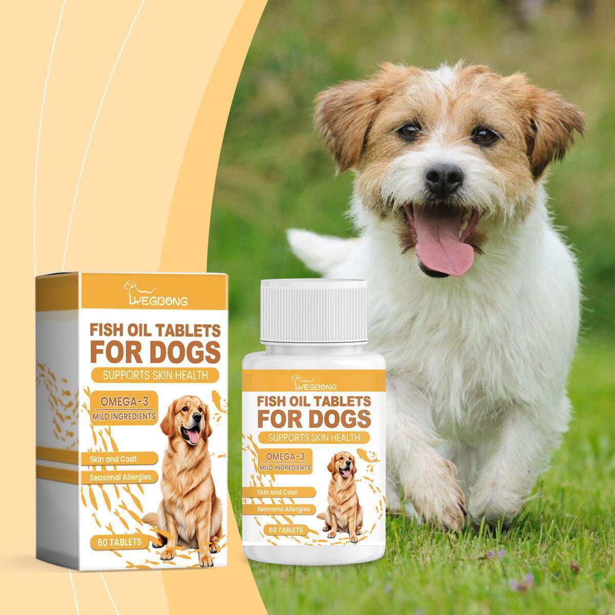Dog Fish Oil Chewable Tablets,3 Skin & Coat Supplement For Itchy Skin, Seasonal Allergies, Support Bone, Digestion & Reproductive Health, 60 Tablets - Image 7