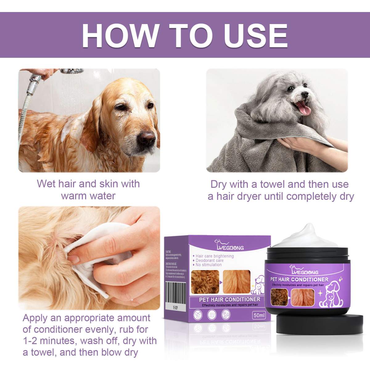 Pet Hair Conditioner For Dogs Cats, Moisturizing Detangling Pet Coat Conditioner, Anti Static, Softens & Brightens Fur, Long Lasting Fragrance, 50ml - Image 5