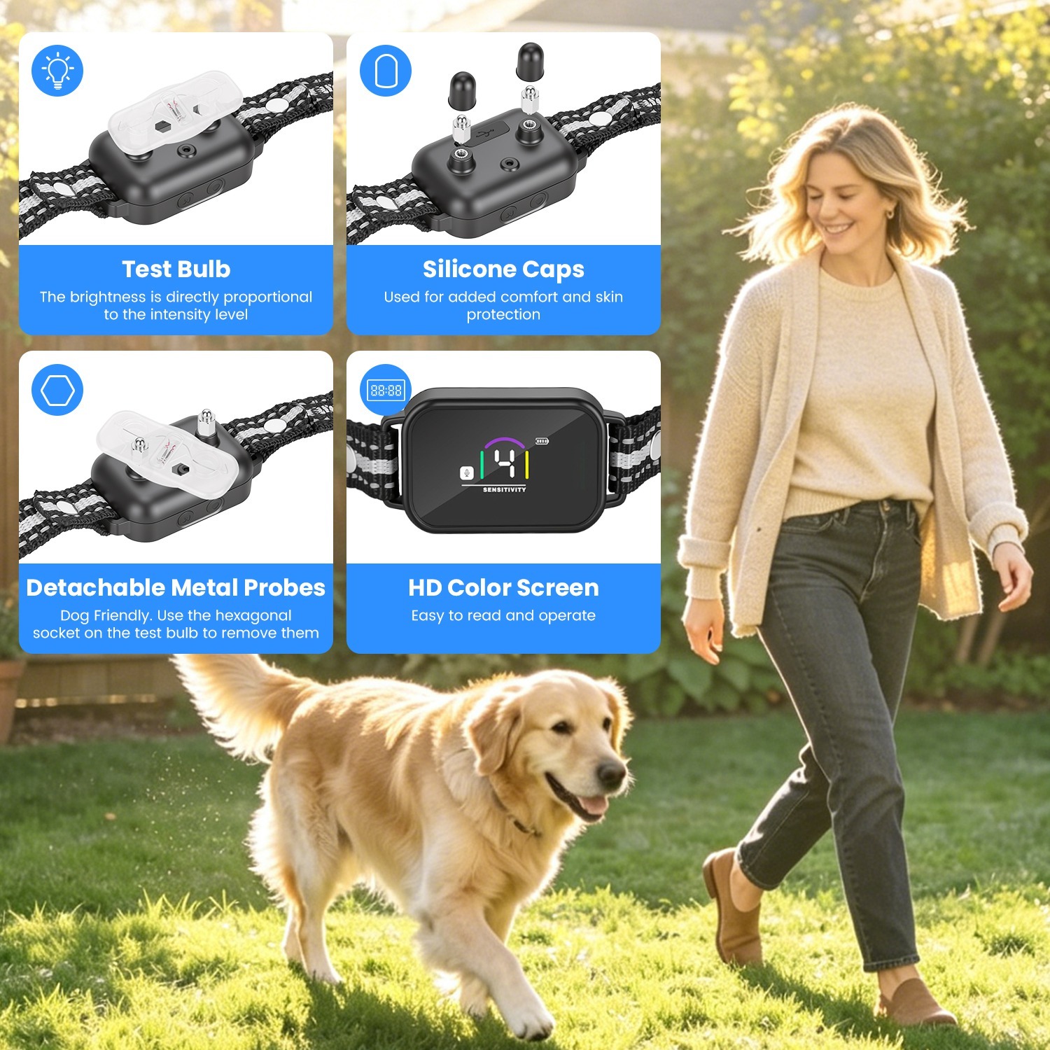 1Pc 2 In 1 Dog Shock And Bark Collar Dog Training Collar With Remote Rechargeable IP68 Waterproof With 3 Channels For Medium And Small Dogs - Image 6