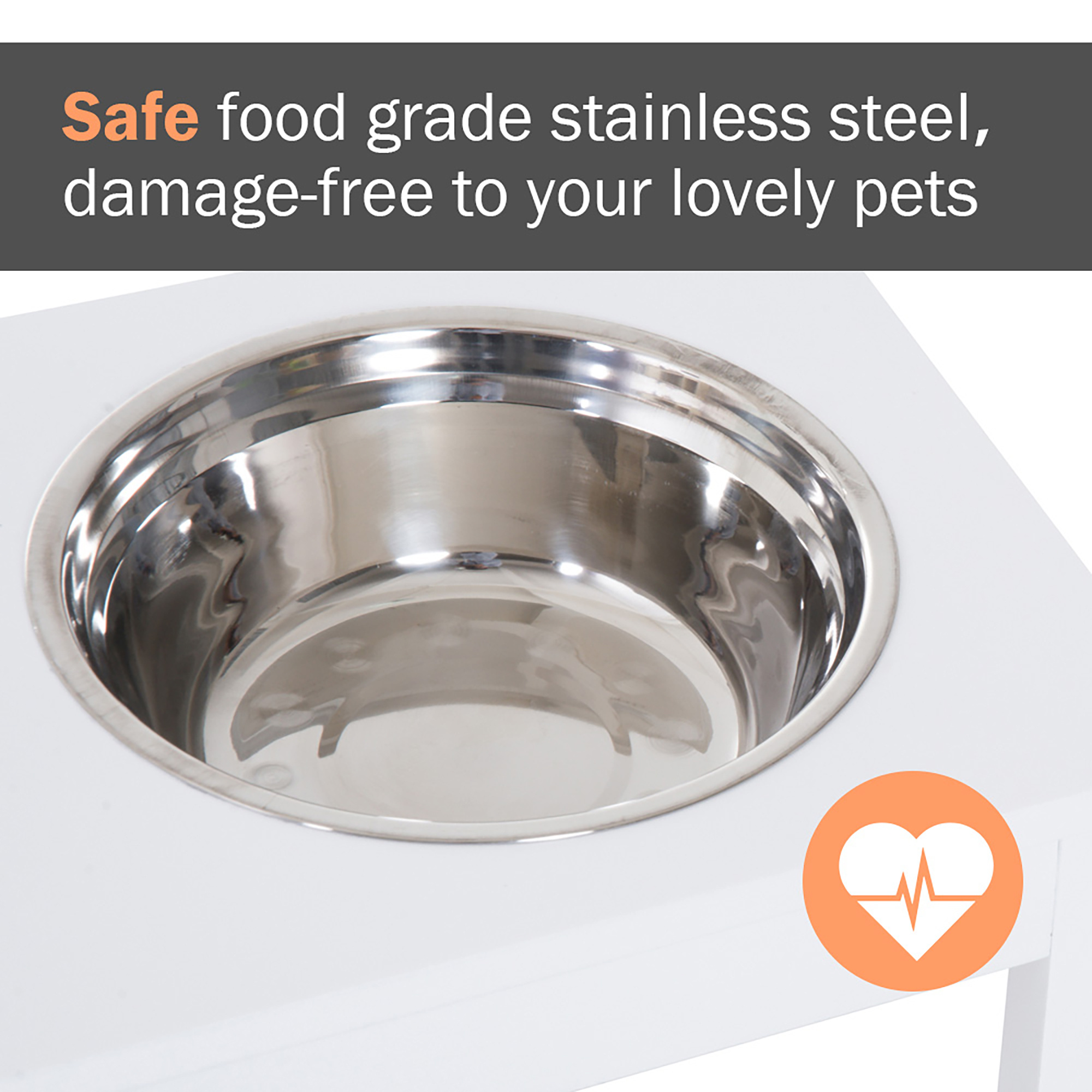 23" Wooden Heavy Duty Dog Food Bowls Pet Elevated Feeding Station -White - Image 8