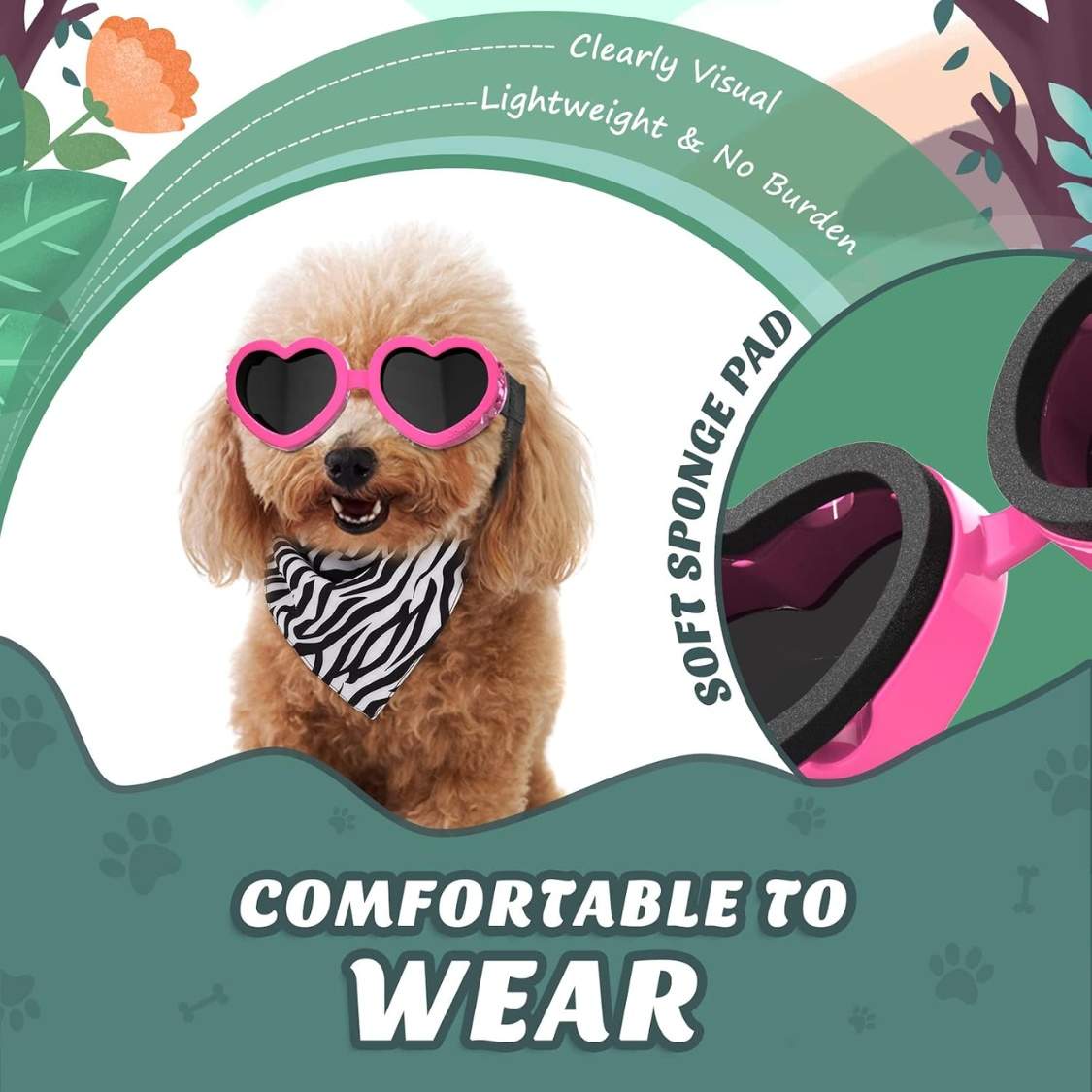 Small Dog Sunglasses UV Protection Heart Shape Dogs Goggles - Image 2