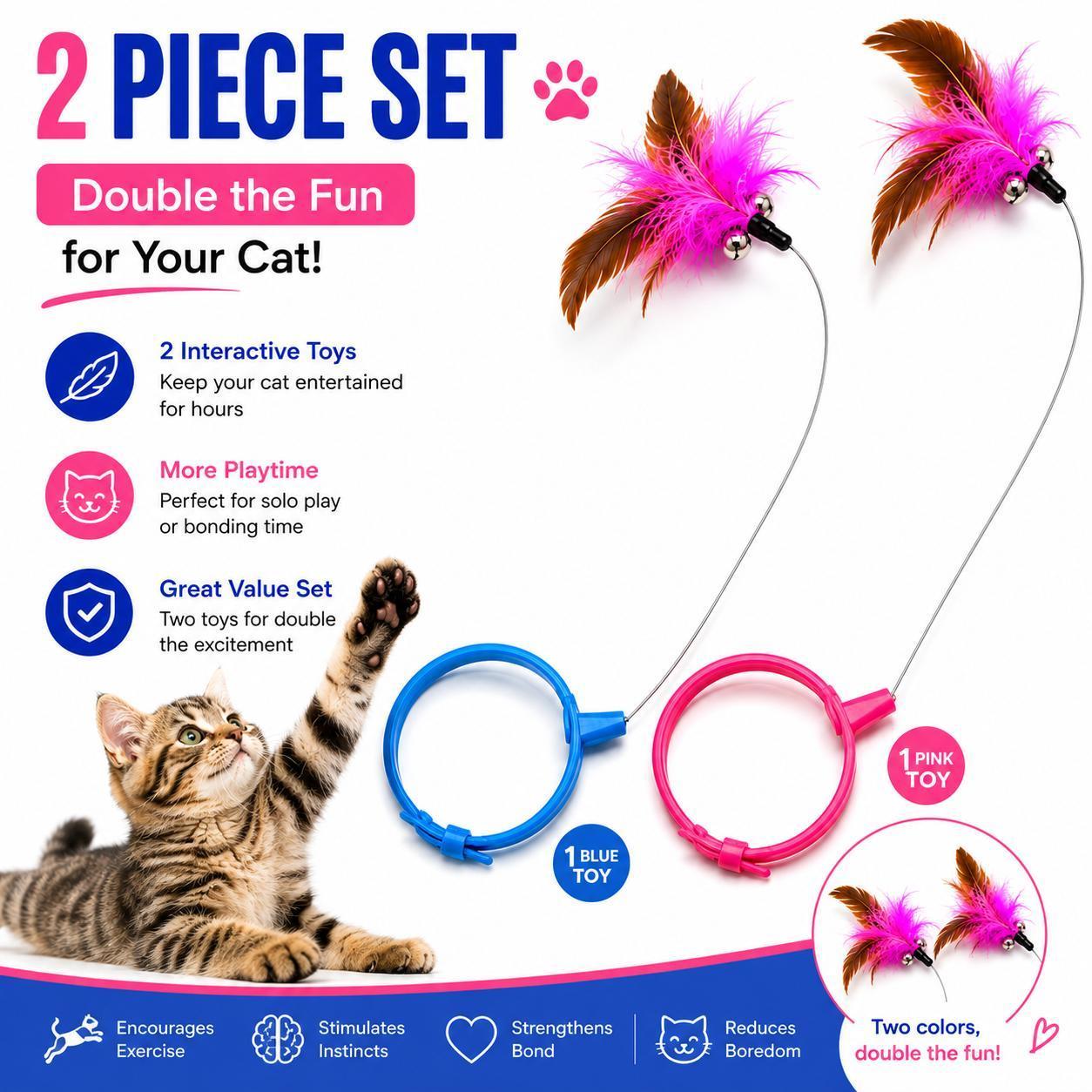 Wearable Cat Feather Collar Toy Interactive Neck-Worn Cat Teaser Automatic Exercise Toy Boosts Pet Activity Levels