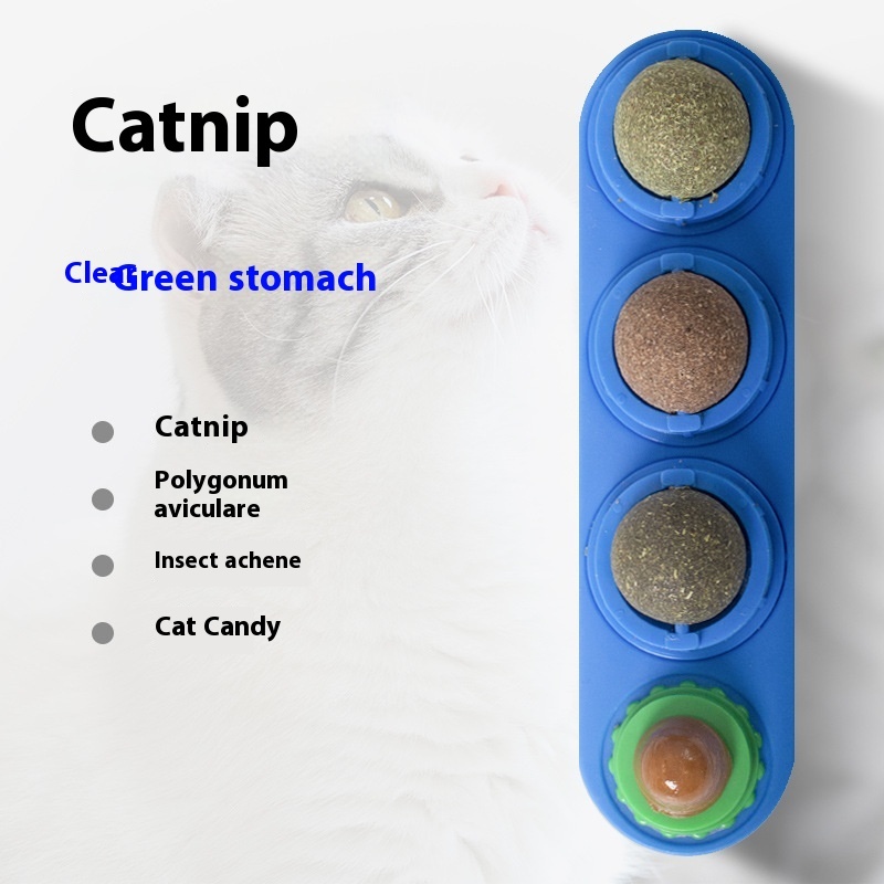 4 In 1 Rotating Catnip Silver Vine Ball Teeth Cleaning Acne Prevention Digestive Health Wall Stick On Toy Edible Safe Material - Image 2