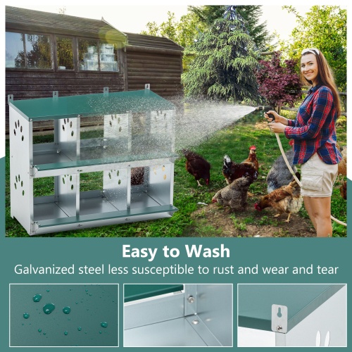 Chicken Nesting Box, 6 Room Metal Nesting Boxes For Chicken,Galvanized Steel Nesting Boxes For Hens,Easy To Assemble - Image 5