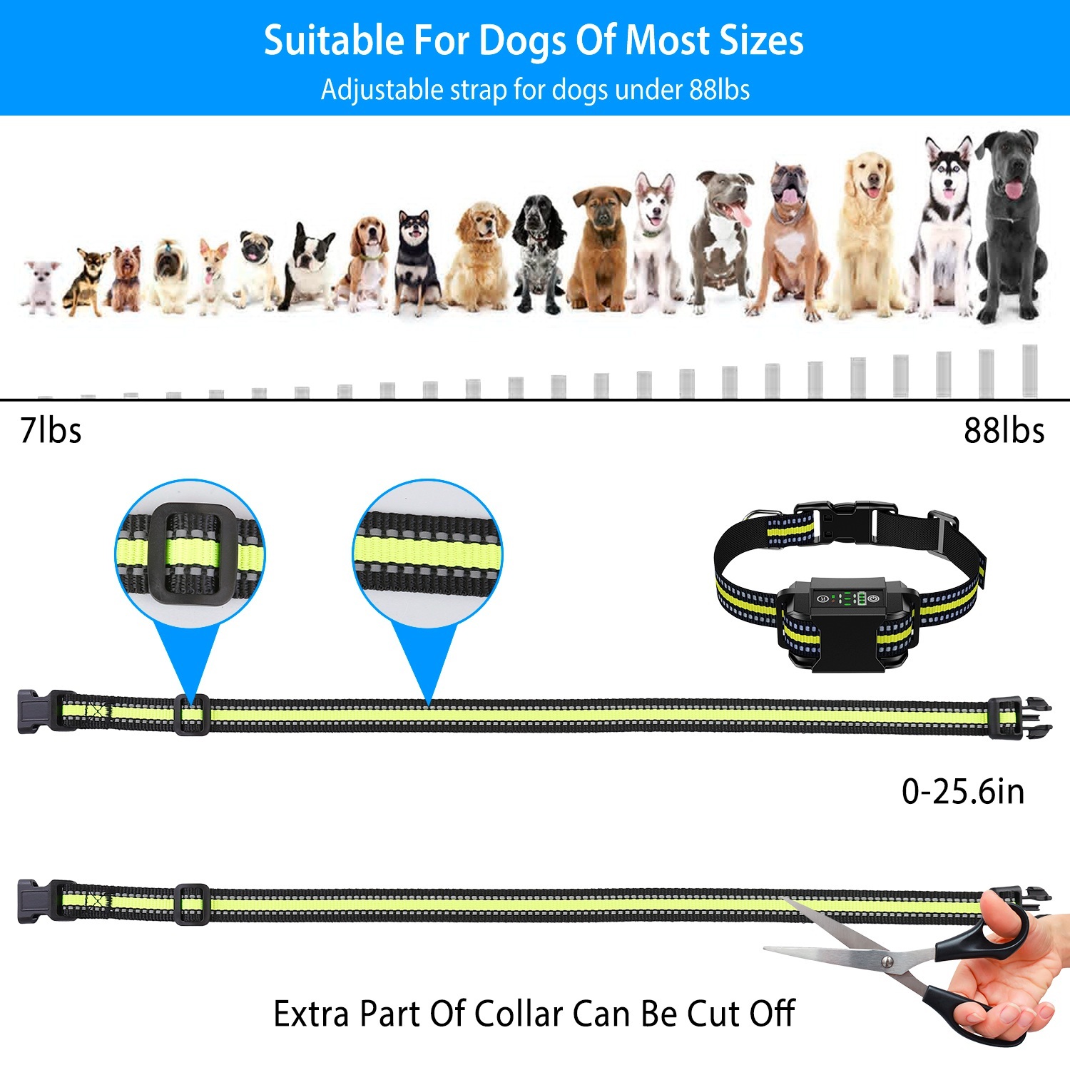Dog Bark Collar Rechargeable Waterproof Beep Vibration Static Stimulation Bark Stopper Automatic Identification Collar With 6 Intensity Dual Modes - Image 8