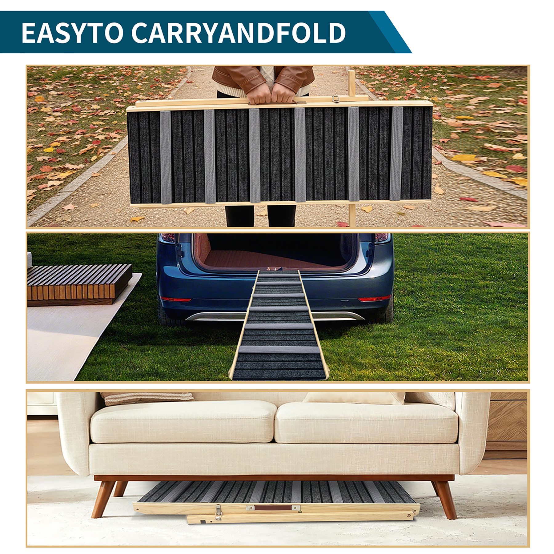 2026 Upgraded Dog Ramp for Couch, Small Dog Ramp for Sofa, 6 Adjustable Height from 14'' to 25", Portable Stable Pet Steps with Non-Slip Pad, Pet Ramps Use for Sofa Couch Stairs - Image 5