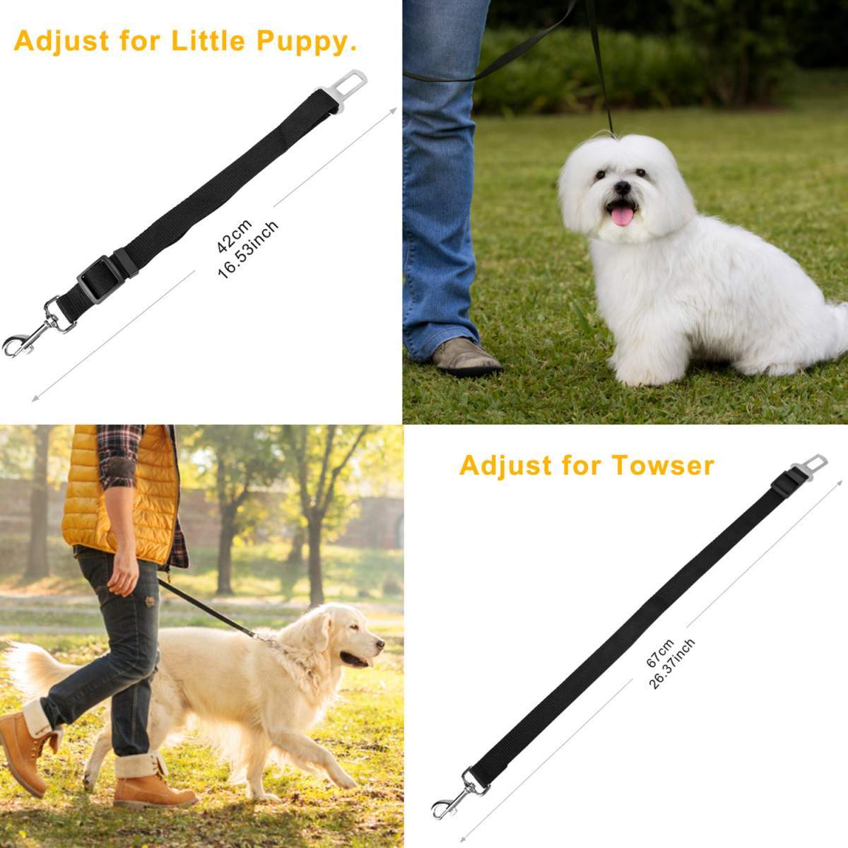 2Pcs Pet Dog Seat Belt Leash Adjustable Pet Dog Cat Safety Leads Harness Car Vehicle Nylon Fabric Seatbelt Strap - Image 9