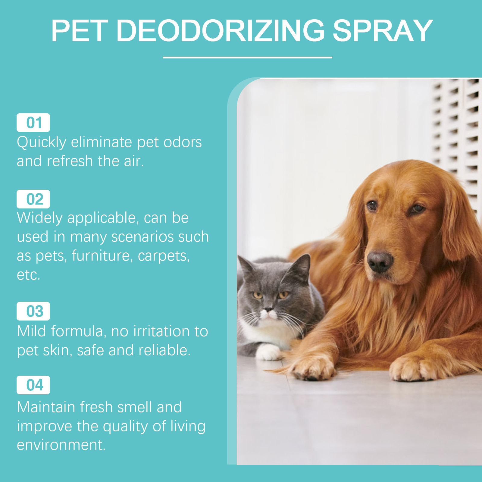 Pet Deodorant Spray, Gentle Pet Odor Eliminator For Dogs & Cats, Instantly Remove Bad Smell For Pet Bedding, Carpet & Home Surfaces, 120ML - Image 7