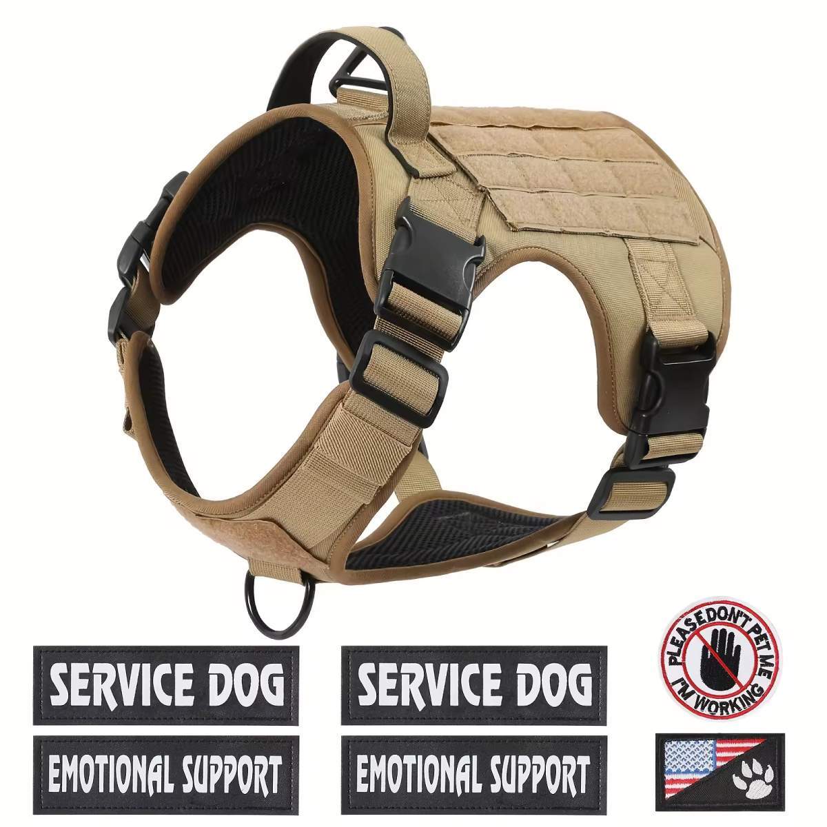 Tactical Pet Chest Service Dog Harness Vest Adjustable Reflective Dog Harness Metal Buckle Hiking Training - Image 2