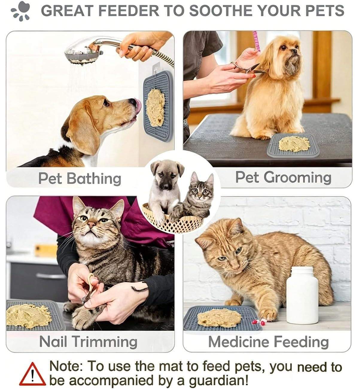 Licking Mat For Dogs & Cats With Suction Cups, 1 Pack Square Dog Slow Feeder Lick Pat For Anxiety Relief & Boredom, Dog Toys To Keep Them Busy, Pets Bathing Training Grooming Mat - Image 5