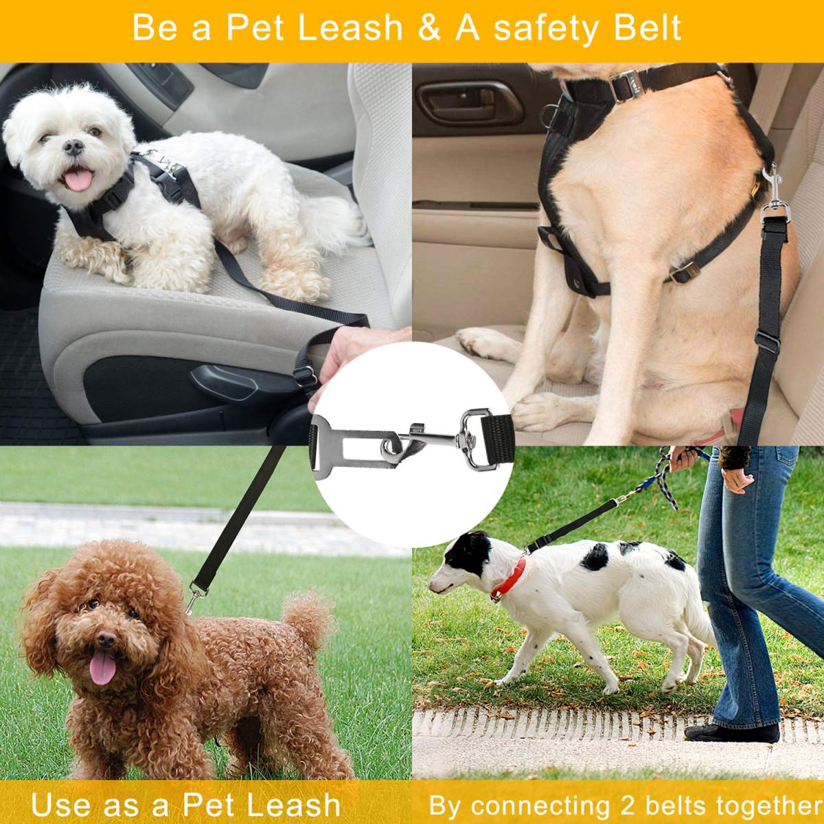 2Pcs Pet Dog Seat Belt Leash Adjustable Pet Dog Cat Safety Leads Harness Car Vehicle Nylon Fabric Seatbelt Strap - Image 5