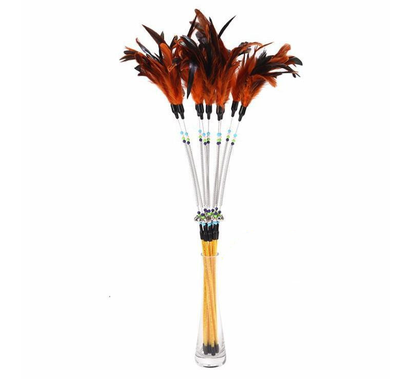 Spring bells, color beads, cat stick, feather cat stick, cat supplies, cat toys - Image 4