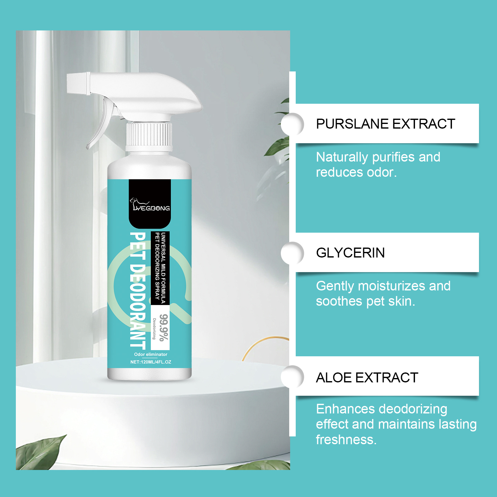 Pet Deodorant Spray, Gentle Pet Odor Eliminator For Dogs & Cats, Instantly Remove Bad Smell For Pet Bedding, Carpet & Home Surfaces, 120ML - Image 3