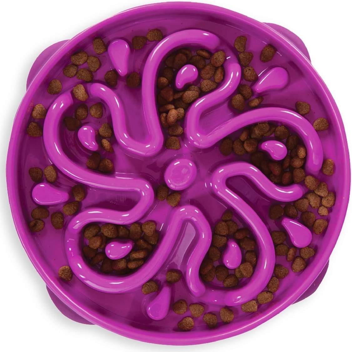 Hound Feeder Slow Bowl Large 4 Cup Capacity, Slow Feeding, Medium To Large Dogs, Non Slip, Purple, Flower Pattern