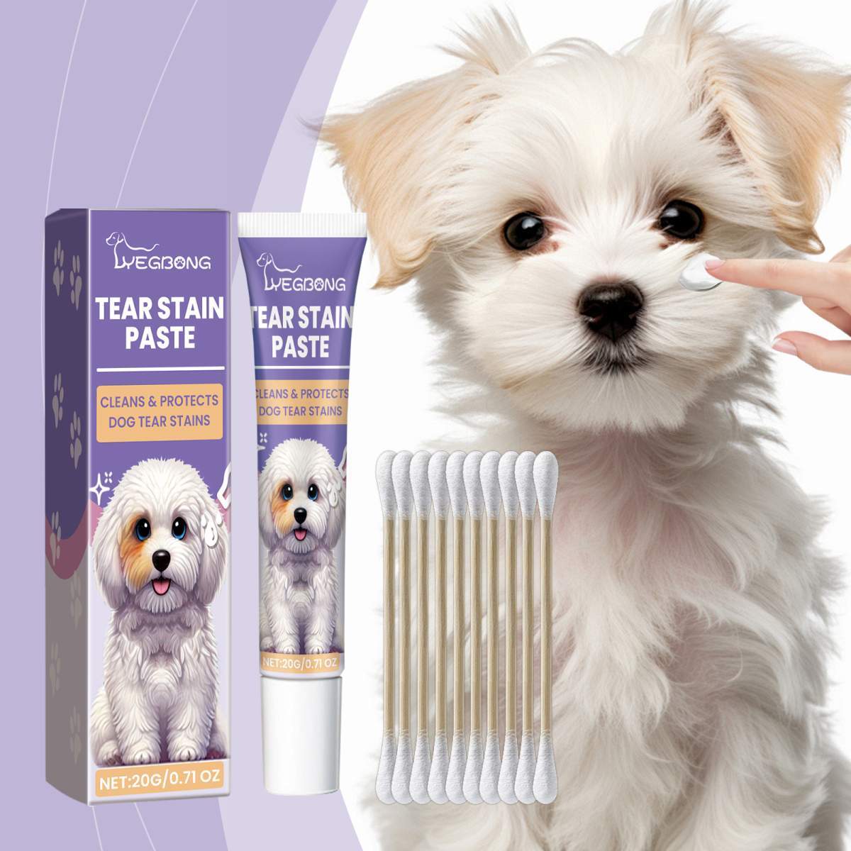 Dog Tear Stain Paste, Gentle Tear Stain Remover For Dogs With Honeysuckle, Sophora Flavescens & Coconut Oil, Soothing Eye Brightening Cream For All Dog Skin Types, 20g - Image 5