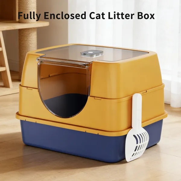 Enclosed Cat Litter Box, Orange - Odor-Locking, Spacious For Large Cats, A Must-Have For Cat Parents - Image 3