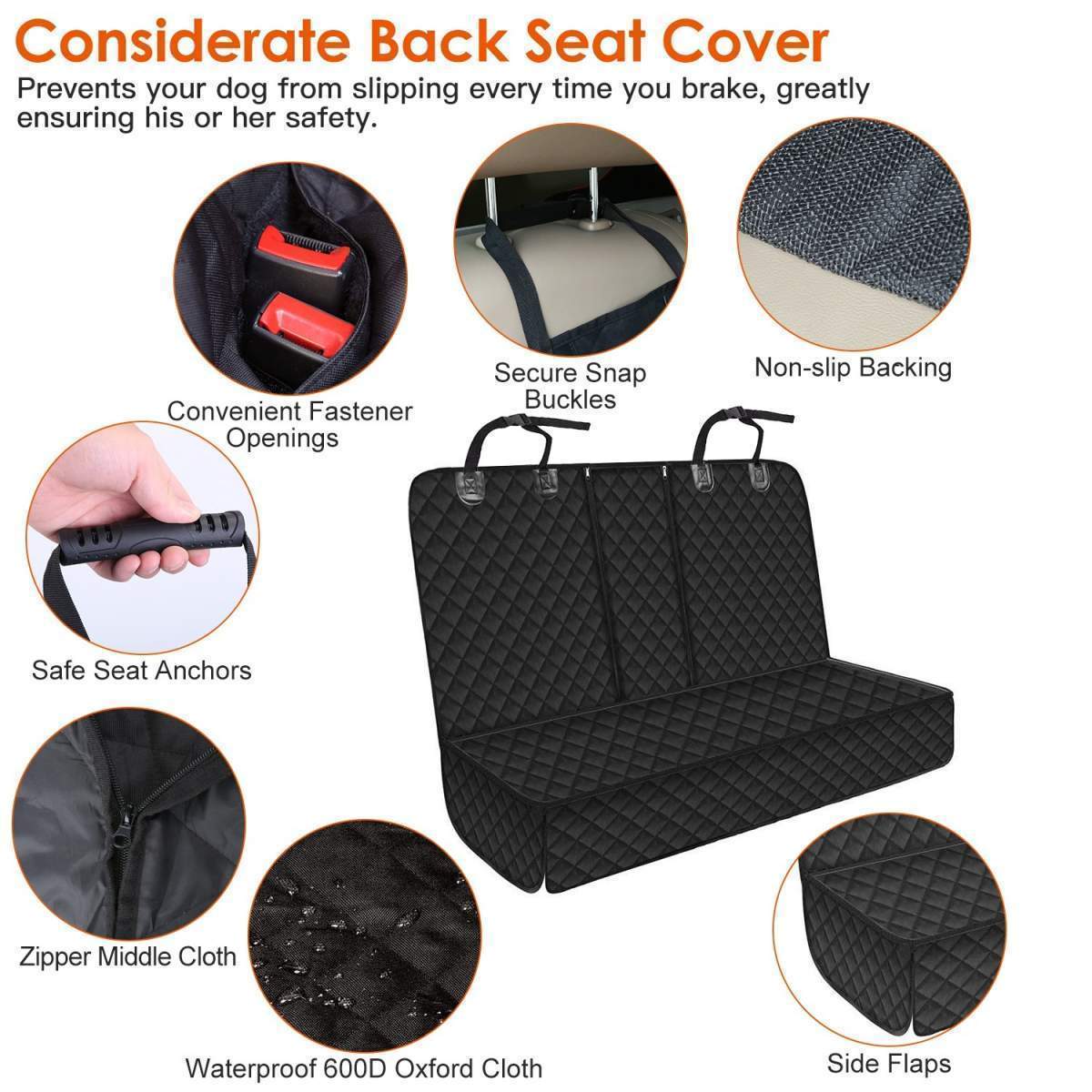 1Pc Dog Car Seat Cover Waterproof Scratchproof Pet Car Rear Protector Mat Pet Back Seat Cover With Dog Seat Belt For Car Truck SUV - Image 6