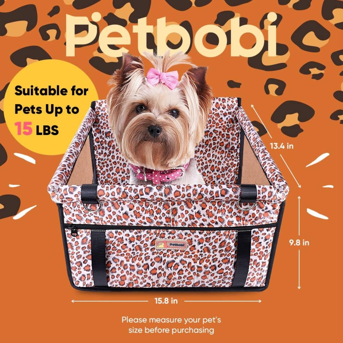 Small Dog Car Seat, Dog Car Booster Seat For Small Medium Dogs Foldable Front Seat Safety With Sturdy PVC Tube Frame, Breathable Mesh - Image 5