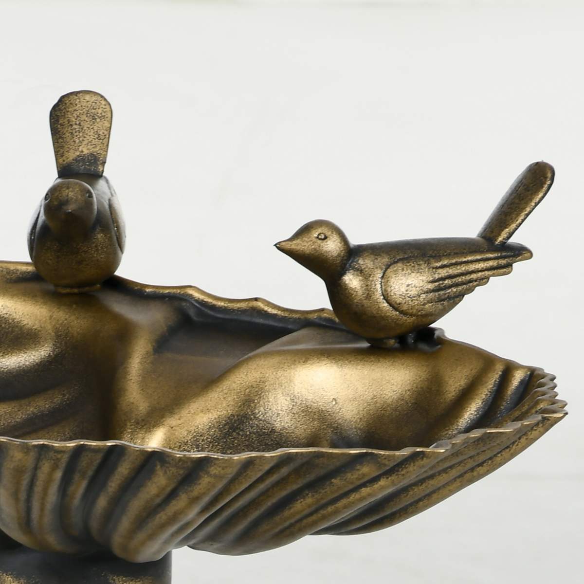 32" Antique Bird Bath Decorative Birdbath Bird Feeder Bowl with Planter Pedestal and Bird Statues, Bronze - Image 8