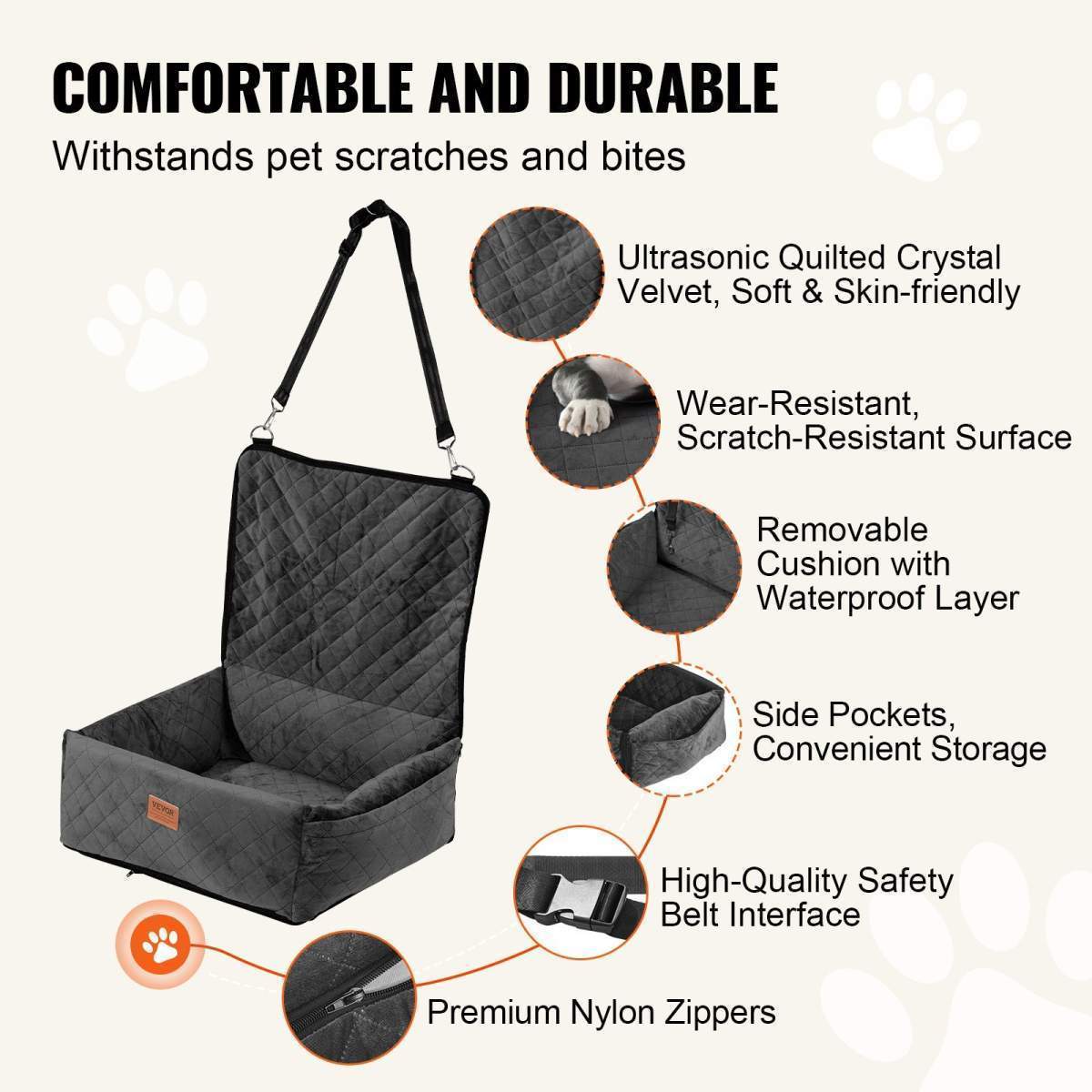 Dog Booster Car Seat Pet Car Seat For Small Medium Dog Up To 40 Lbs Black - Image 5