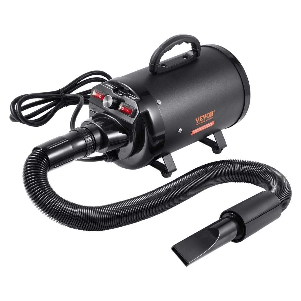 Dog Dryer, 2800W/4.3HP Dog Blow Dryer, Pet Grooming Dryer With Adjustable Speed And Temperature Control, Pet Hair Dryer With 4 Nozzles And Extendable Hose, Black