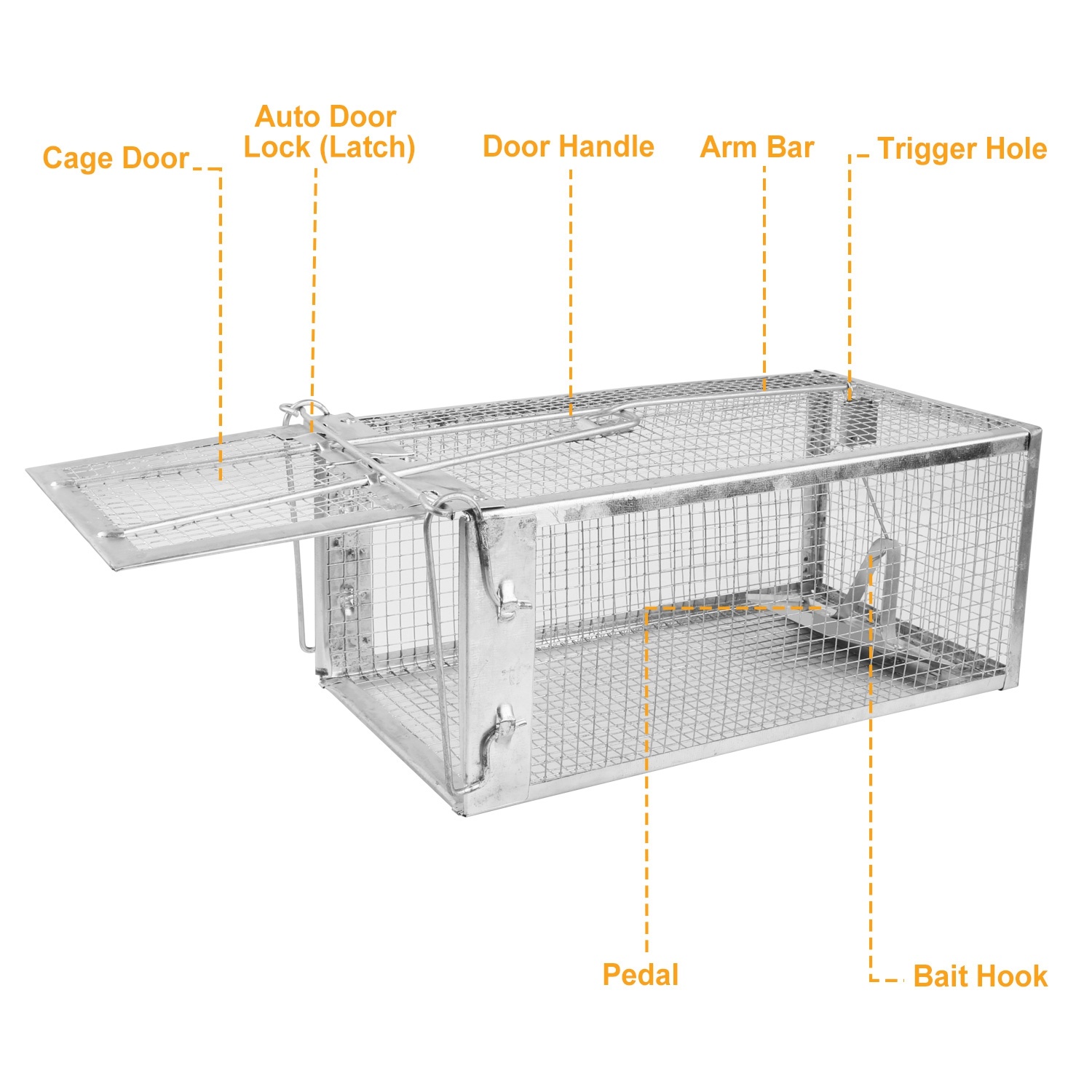 Humane Live Animal Trap, Galvanized Steel Mouse Cage Trap With Sensitive Gravity Pedal, Escape-Proof Design, Reusable Rodent Catcher For Home Yard Garage Restaurant - Image 9