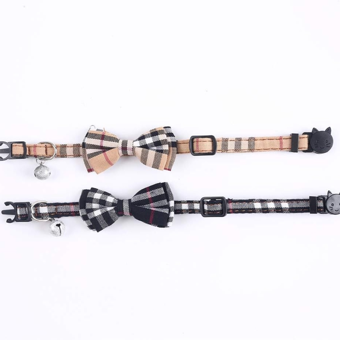 Cat Collars Breakaway With Cute Bow Bell 2 Pack Kitten Collar Plaid Cat Collar With Removable Bowtie Cat Collar For Cats Kittens - Image 3